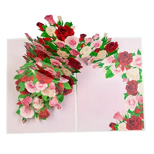 Detailed view of the 3D pop-up mechanism featuring a vibrant bouquet of colorful roses.