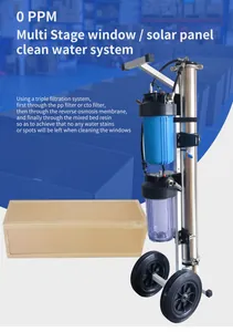 Multi-stage portable RO water filtration system for window and solar panel cleaning