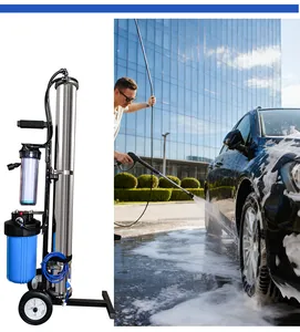 Detailed view of portable stainless steel RO deionized water filter system for car washing
