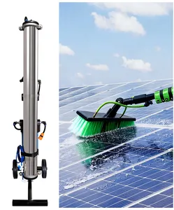 Portable stainless steel RO water filtration system used for cleaning solar panels outdoors.