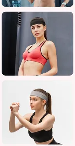 Wide elastic sports headband for yoga and fitness sweat absorption during intensive workouts.