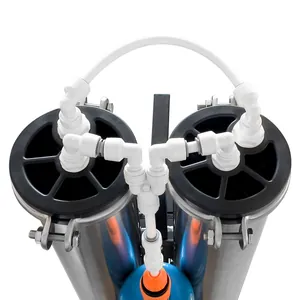 Portable stainless steel DI water filtration system with dual canisters for cleaning