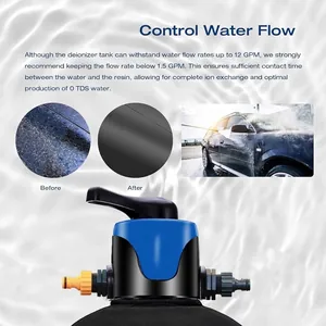 Portable DI filter system for spot-free car washing with 1.5 GPM water flow control valve