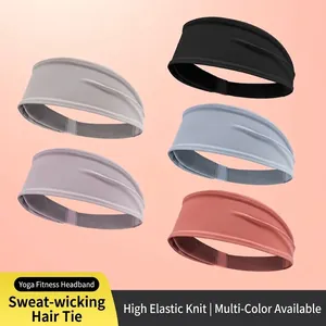 Set of high-stretch wide sports headbands for yoga, fitness, and outdoor cycling
