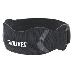 Adjustable black sports patella strap knee brace for running fitness and gym support