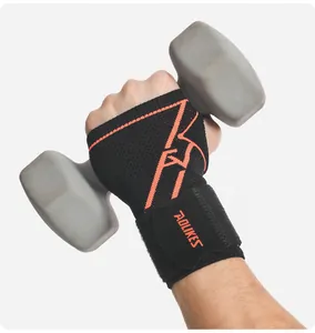 Detail of a breathable compression wrist guard with AOLIKES branding during workout.