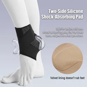 Thin breathable ankle support brace with silicone pads and suede lining for sports