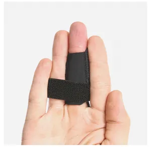 Close-up view of a professional black adjustable finger sleeve for basketball sports protection