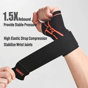 Adjustable compression wrist brace with breathable fabric for athletic support and stability