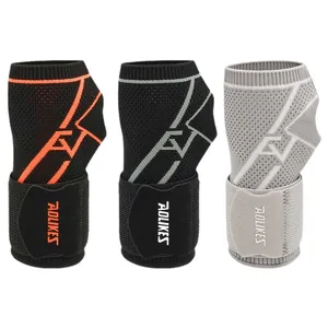 Professional breathable compression wrist straps for gym sports, three colors set.