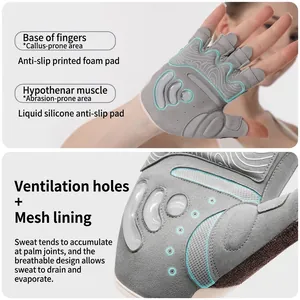 AOLIKES breathable half-finger fitness gloves with silicone anti-slip palm pads