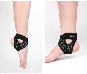Detailed view of AOLIKES breathable compression ankle brace from several side angles