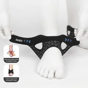 Breathable adjustable compression ankle brace for sports support and joint stability