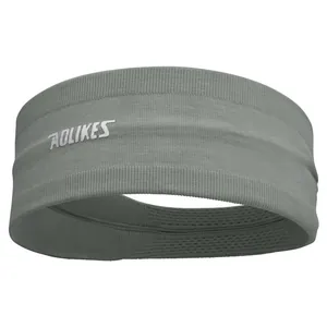 Breathable gray Aolikes sports headband designed for sweat-wicking running and fitness