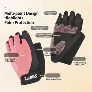 AOLIKES atmungsaktive Halbfinger-Fitnesshandschuhe mit rutschfesten Silikon-Handflächen