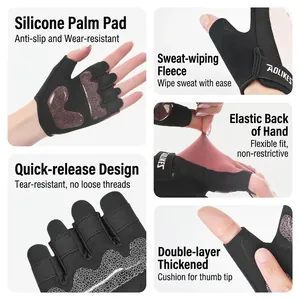 AOLIKES Fitness-Handschuhe Halbfinger für Krafttraining und Radfahren mit Silikon-Grip