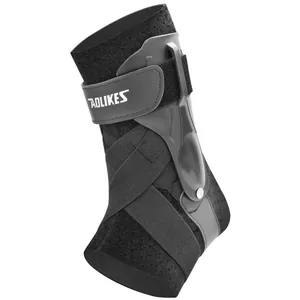 Breathable ankle brace with lateral support plate and compression figure-8 straps