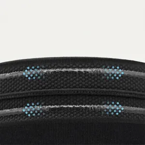 Black sports sweatband for yoga and running with double silicone anti-slip grip detail