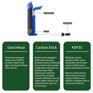 Draagbare handpomp waterfilter met 3-traps composietfiltratie voor outdoor kamperen