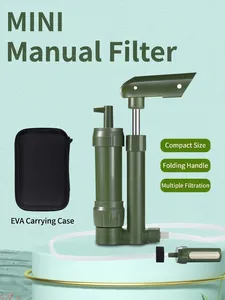 Mini Portable Outdoor Hand-press Water Filter Purifier For Survival Emergency Camping Hiking Stainless Steel Army Green Gear