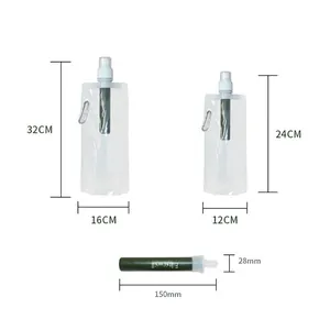 Portable outdoor folding water bag set with filter in two sizes for camping trips