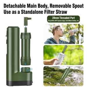 Portable 0.01 micron electric water filter for camping hiking and outdoor survival gear