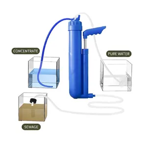 Draagbaar blauw handpomp waterfilter voor outdoor wandelen, kamperen en noodgevallen