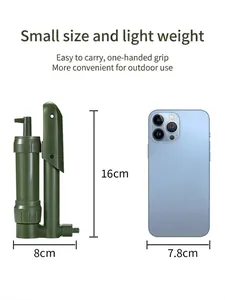 Compact portable hand-press outdoor water filter for survival and emergency gear 16cm height