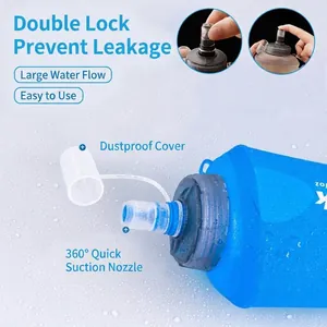Portable blue outdoor water filter bag with dust cover and rapid suction nozzle for survival