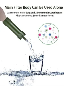 Portable outdoor water filter mini survival gear for emergency hiking and camping