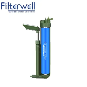 Purificateur d'Eau Portable Extérieur Pompe Manuelle Système de Filtration Vert Armée Équipement de Survie pour Camping Randonnée