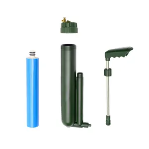 Portable outdoor water filter system with disassembled pump and filter components