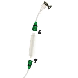 Portable outdoor water filter system with tubes and connectors for camping and RV use