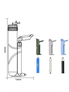 Portable outdoor water filter for hiking and emergency use with 280mm height