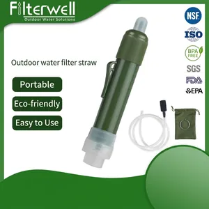 Portable Outdoor Water Filter Straw Personal Survival Gear Emergency Water Purifier For Camping Hiking Backpacking Survival Kit