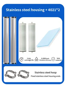 Détails du boîtier en acier inox 4021 et cartouches pour système de filtration DI