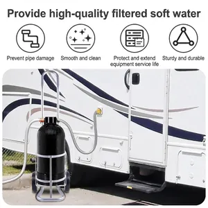 Portable RV water softener system with wheels and filter for yachts and mobile homes