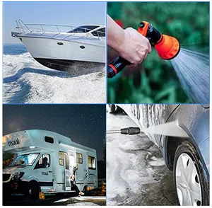 Collage mit Anwendungen für Inline-Wasserfilter in Wohnmobilen, Booten, Autos und Gärten