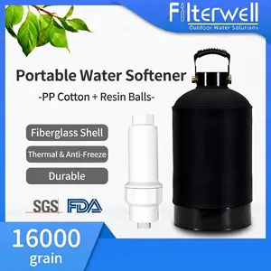 Portable RV Water Softener System 16000 Grains Capacity Fiberglass Tank With PP Cotton Pre-Filter For Yacht Car Wash Outdoor