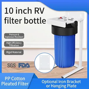 Standard Blue Water Filter System Housing With White Bracket High Flow Sediment Filtration For Outdoor RV Yacht Pool Water Purification System