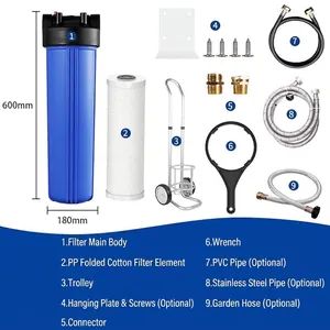 20-inch waterfiltersysteem voor het hele huis met mobiele kar en filteraccessoires