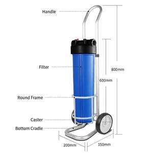20-inch waterfiltersysteem voor het hele huis met mobiele trolley en wielen