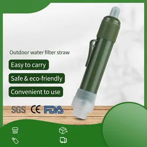 Filterwell Portable Outdoor Water Filter Straw Army Green BPA Free Ultrafiltration System For Camping Hiking Survival Gear