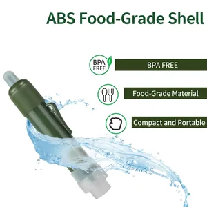Portable outdoor water filter straw with food-grade ABS shell and BPA-free design