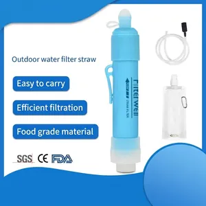 Filterwell Portable Outdoor Water Purifier Straw Survival Filtration System For Camping Hiking Emergency Drinking Blue