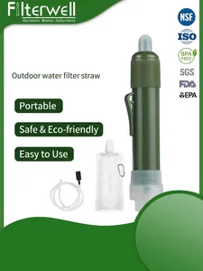 Tragbarer Wasserfilter Strohhalm 4000L Wasserreiniger Set 0,01 Mikrometer Ultrafiltration für Camping Wandern Überleben