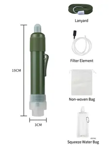 Tragbares Überlebens-Wasserfilter-Set mit Zubehör und 480-ml-Wasserbeutel