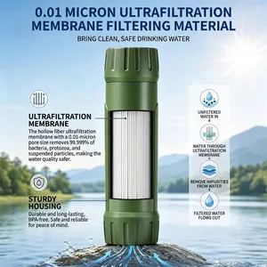 Portable outdoor water purifier with 0.01 micron ultrafiltration membrane filter straw