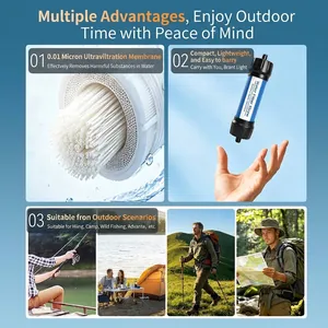 Portable survival water filter straw with 0.01 micron ultrafiltration membrane