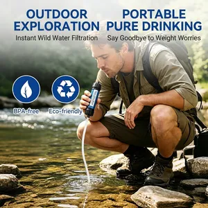 Portable outdoor ultrafiltration water filter straw for camping and emergency survival gear